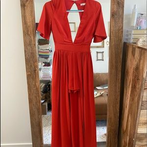 Lola Grace High/Low Red Romper Dress